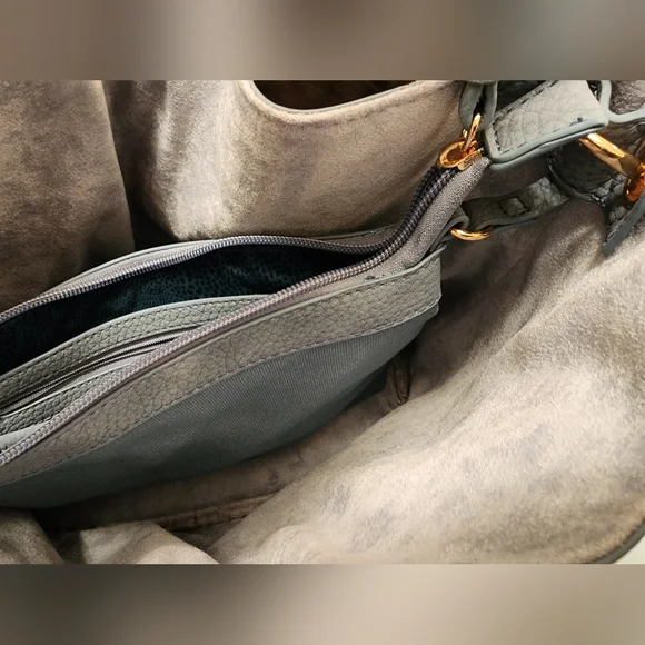 Steve Madden Handbag with Embroidered Guitar Strap Purse Bag New Blue Leather - Picture 15 of 17